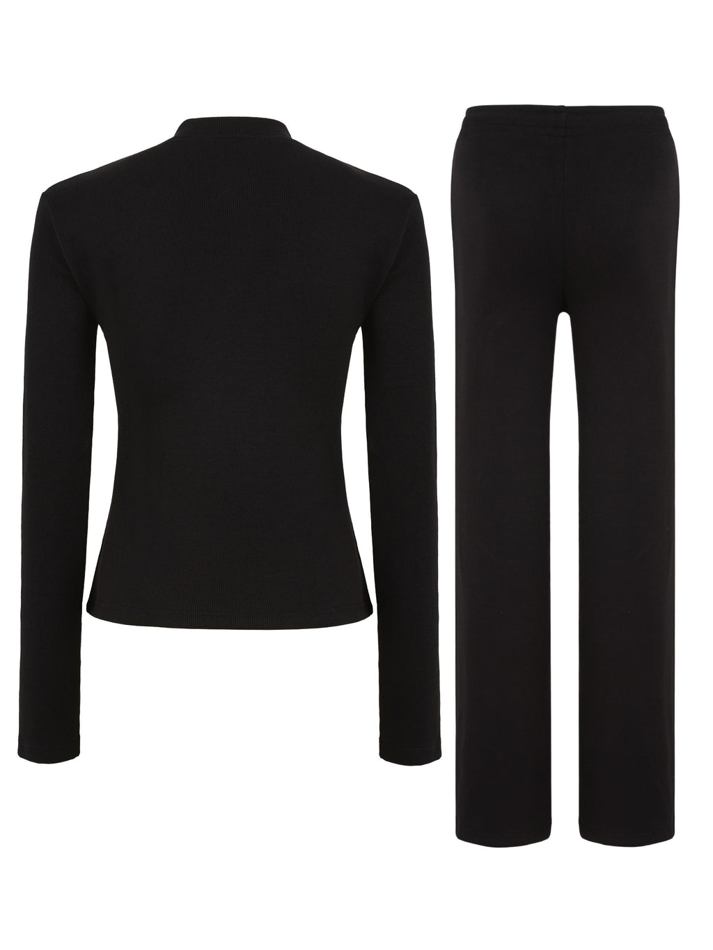 Rib Knit Cardigan & Pants Set - Cozy Ribbed Loungewear 2Pc Set with Button Front