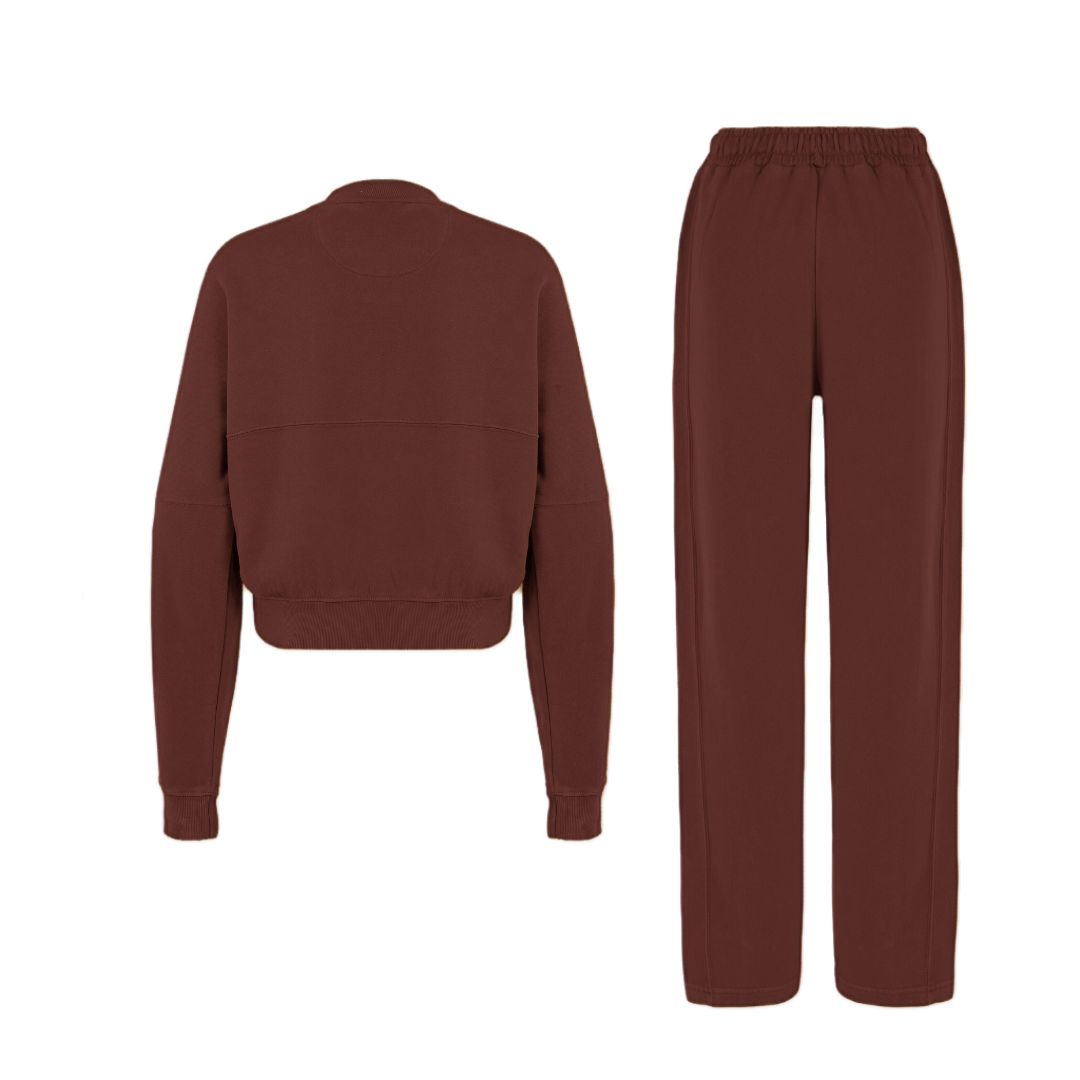 Women Acid Wash Crop Top Zip Tracksuit Straight Leg Joggers - Stylish Female Jacket