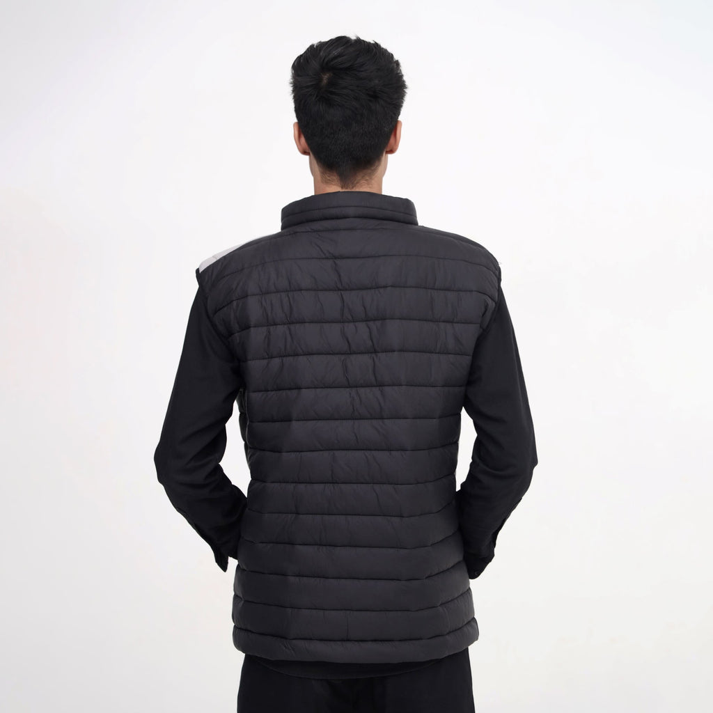 DualTone Quilted Puffer Vest – Gray & Black Sleeveless Jacket