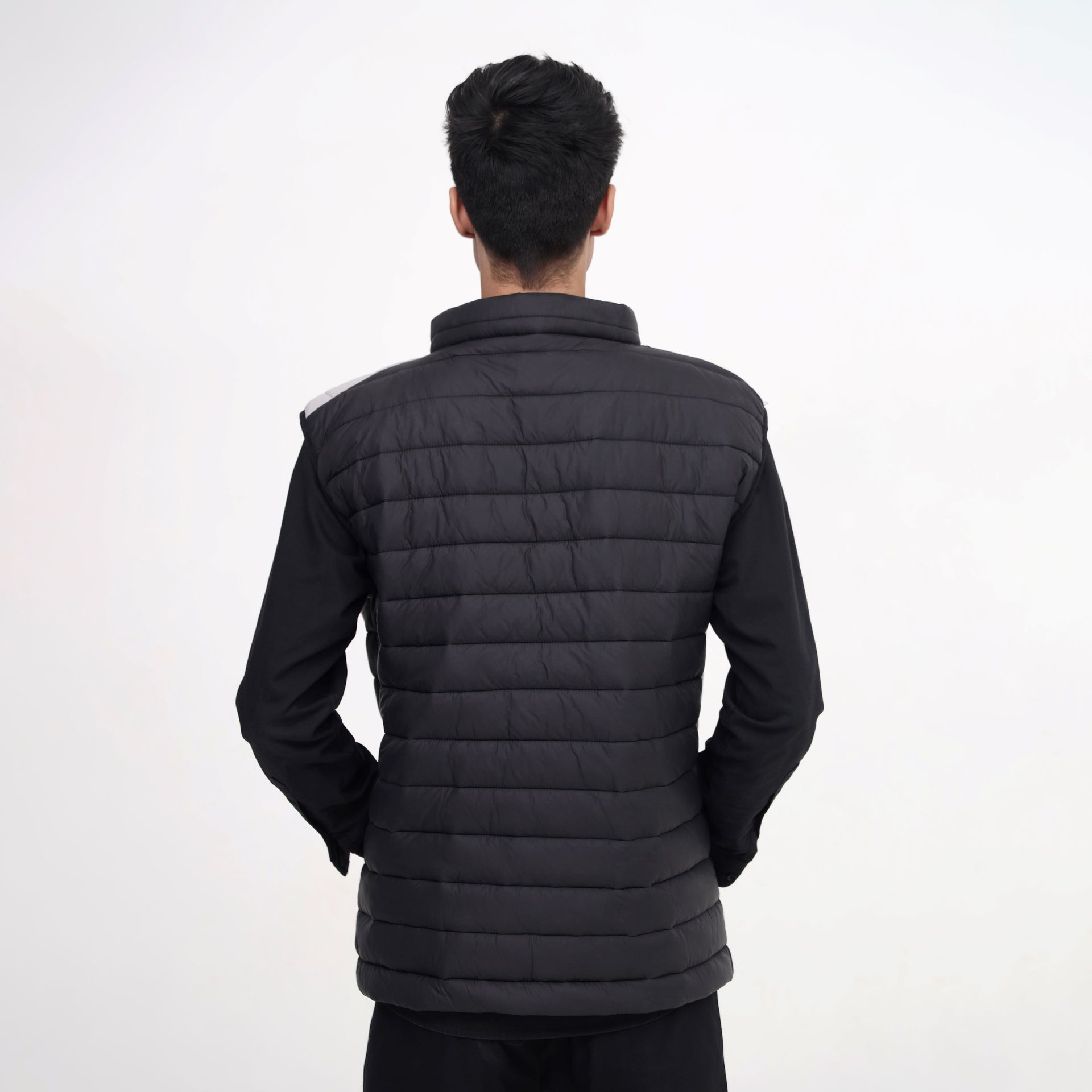 DualTone Quilted Puffer Vest – Gray & Black Sleeveless Jacket