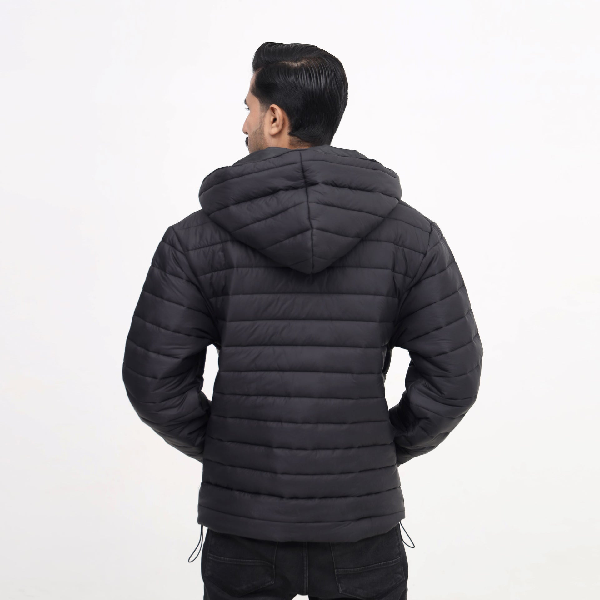 JetBlack Quilted Puffer Coat Hooded & Insulated for Winter