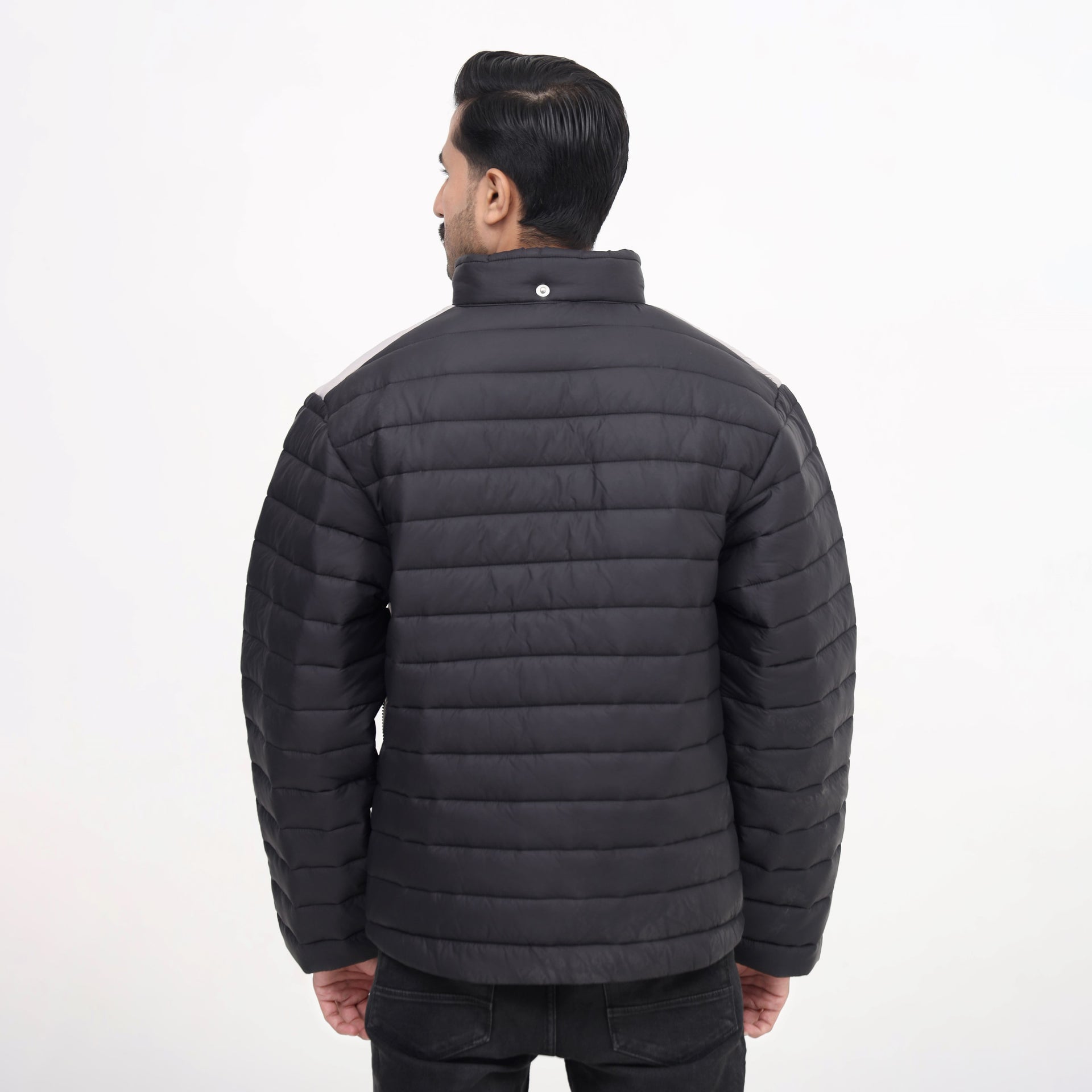 MetroSplit Quilted Puffer Jacket  – Gray & Black Urban Jacket