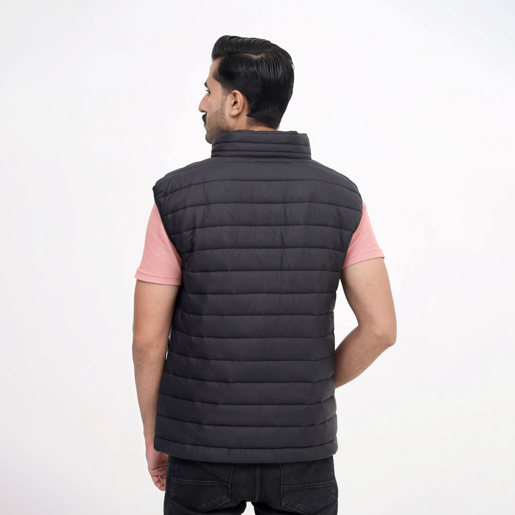 MidnightSplit Quilted Puffer Vest – Navy & Black Sleeveless Jacket