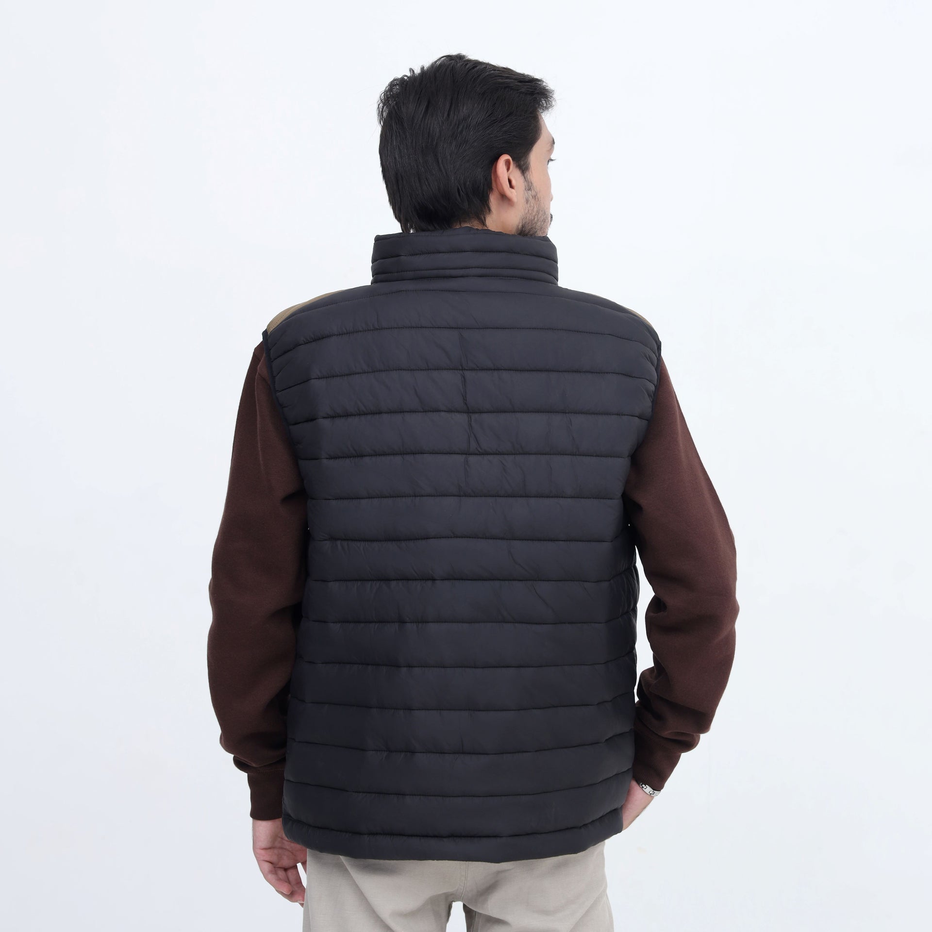 Hanzo SplitTone Quilted Puffer Jacket – Olive & Black Sleeveless Winter Jacket