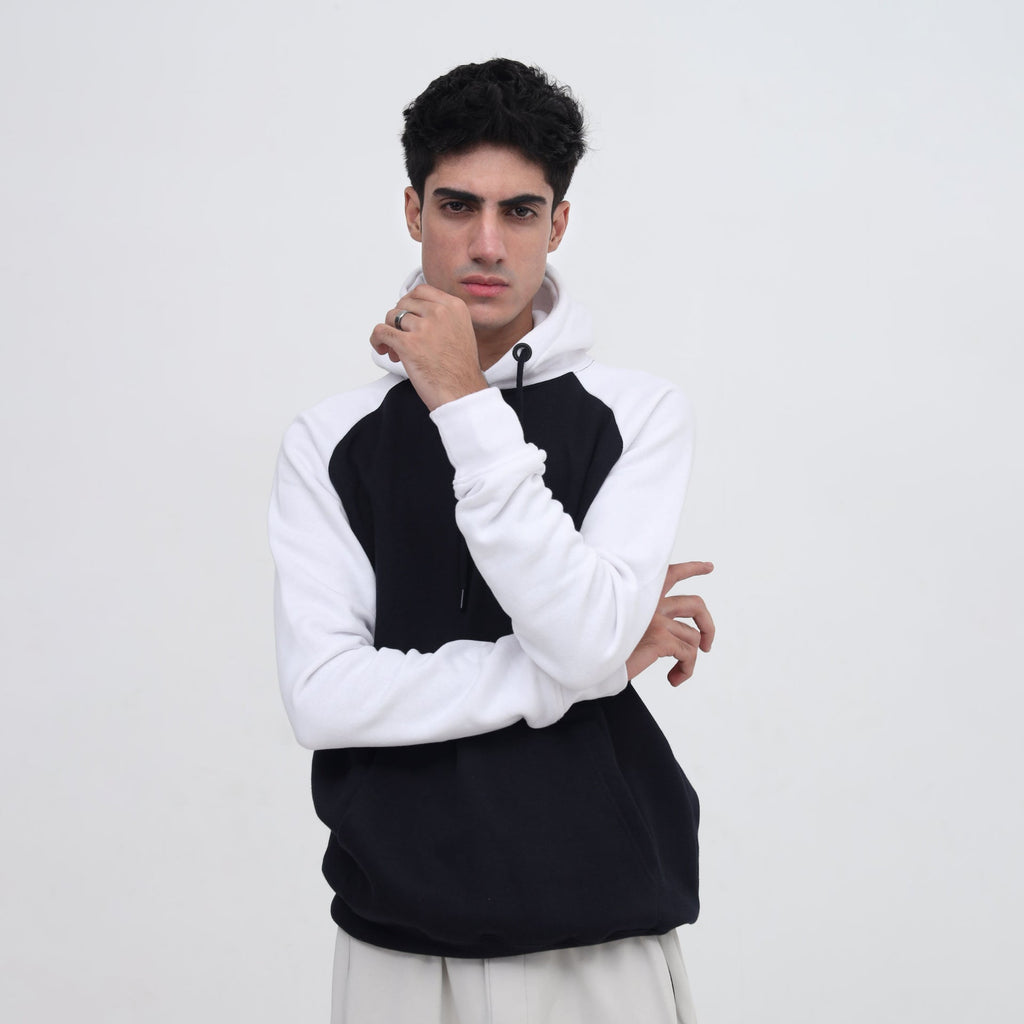 Men Black & White Sweatshirt with Chest Logo