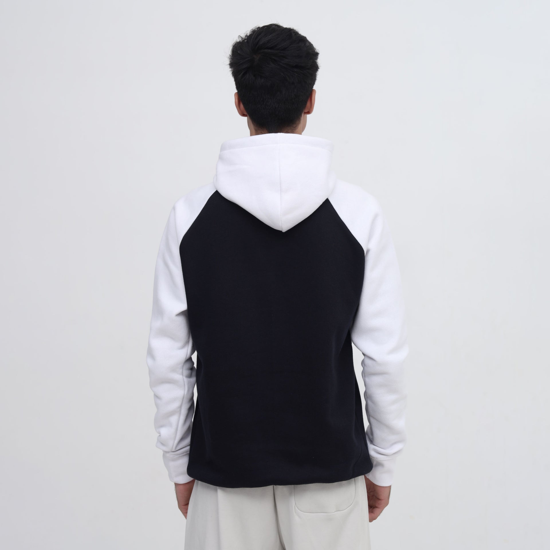 Men Black & White Sweatshirt with Chest Logo