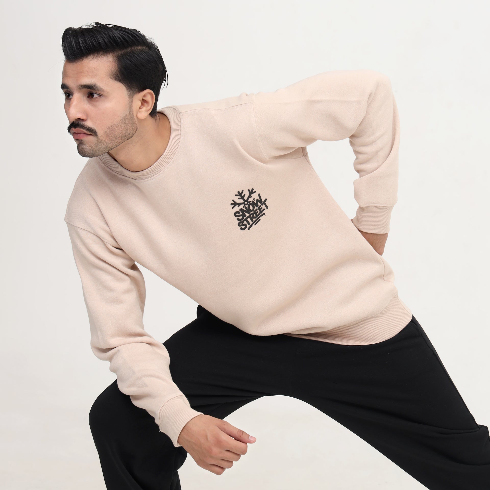 Beige Graphic Sweatshirt for Men