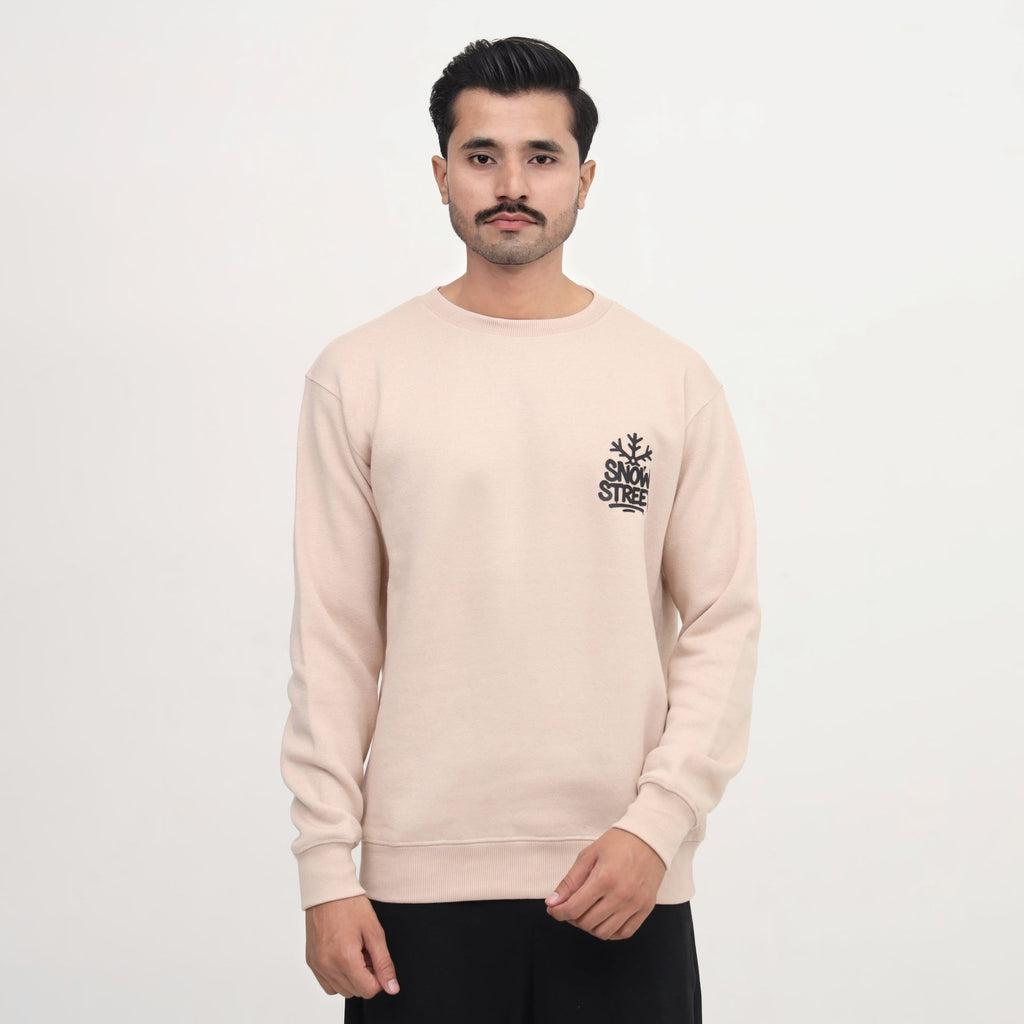 Beige Graphic Sweatshirt for Men