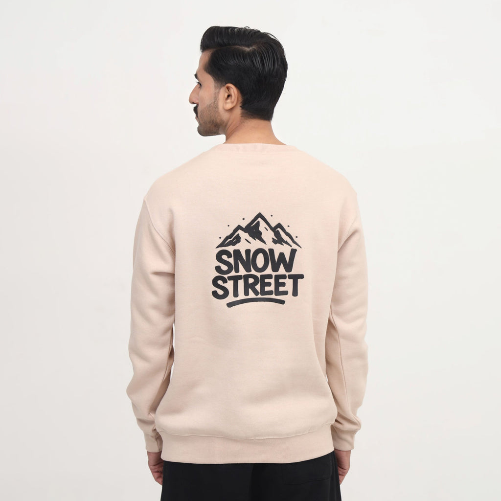 Beige Graphic Sweatshirt for Men