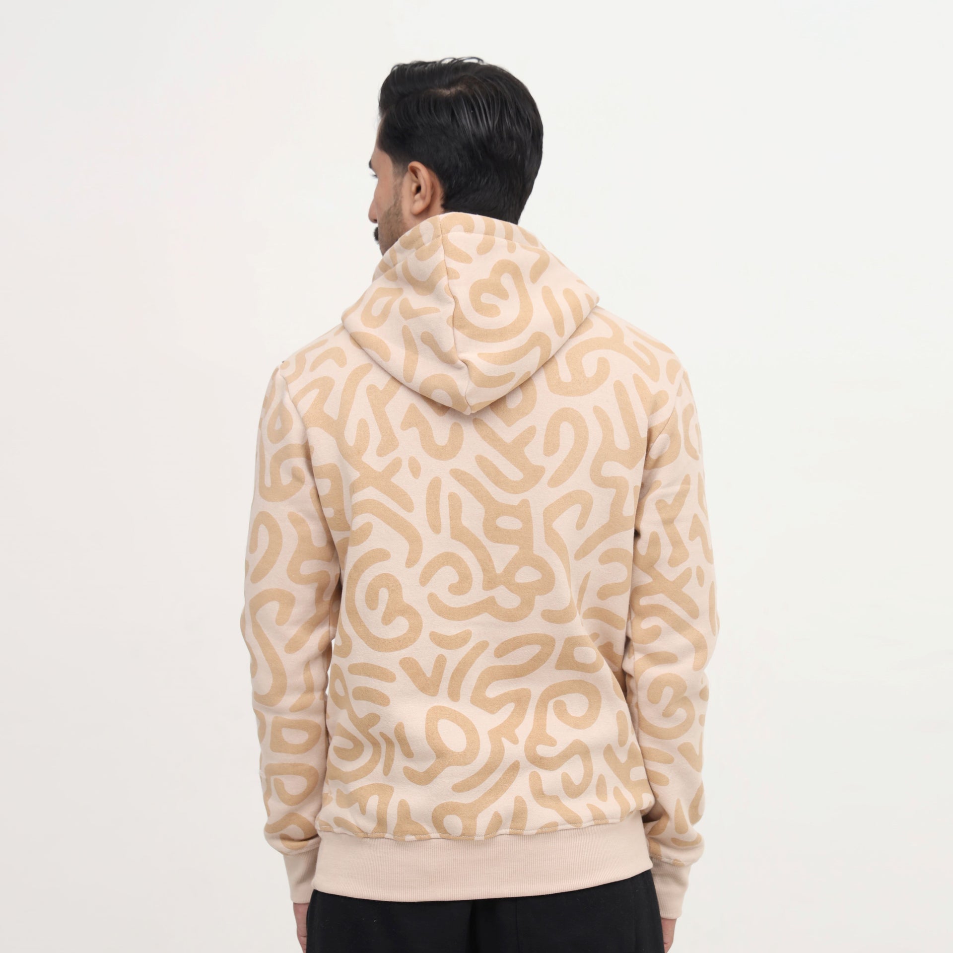 Men’s Beige Patterned Hoodie