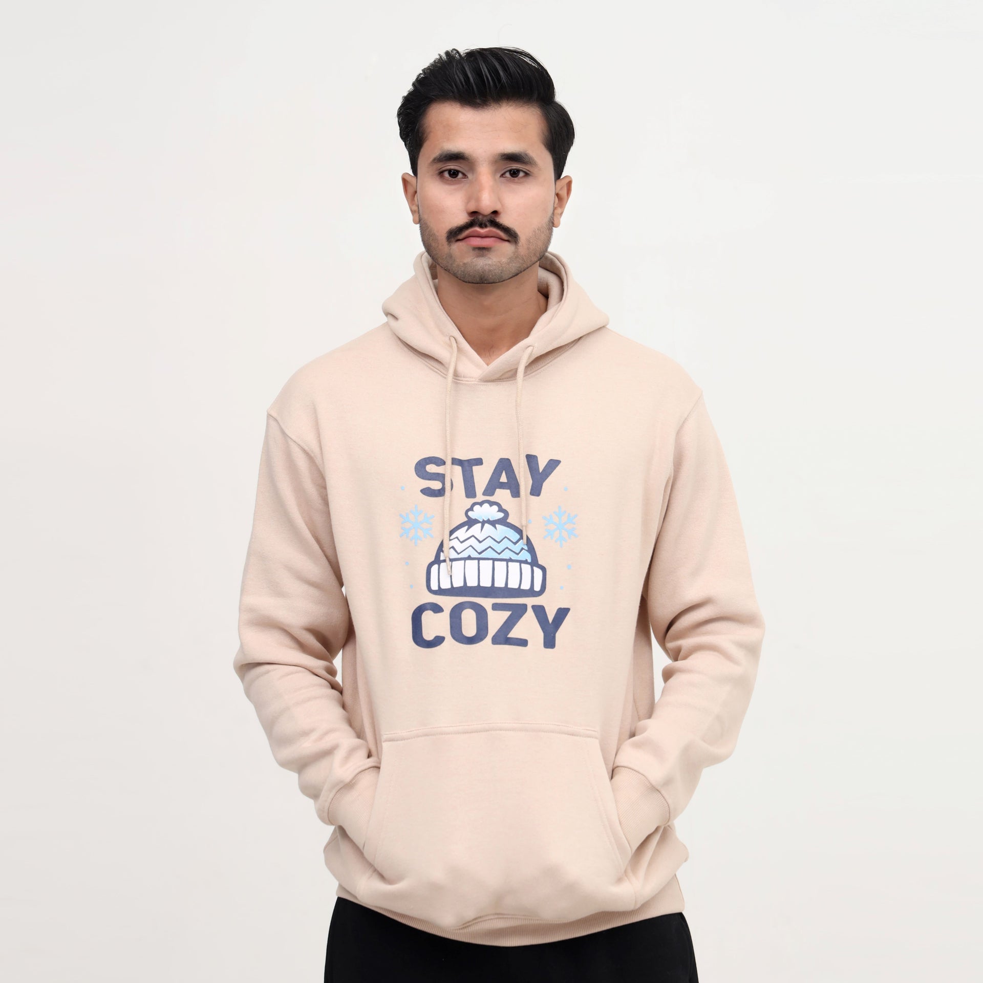 Beige Winter Hoodie for Men – Stay Cozy