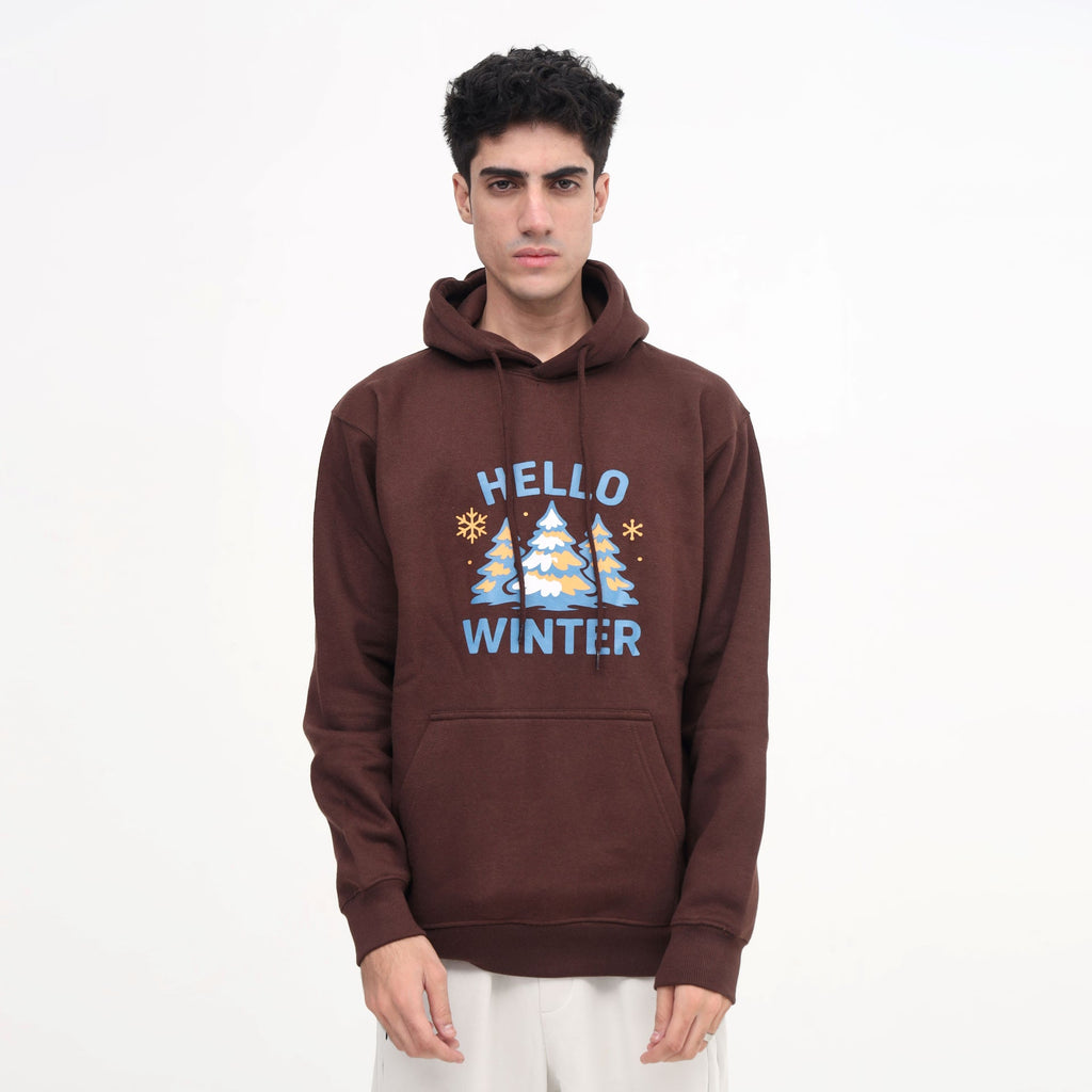 Men’s Brown Winter Hoodie – Hello Winter
