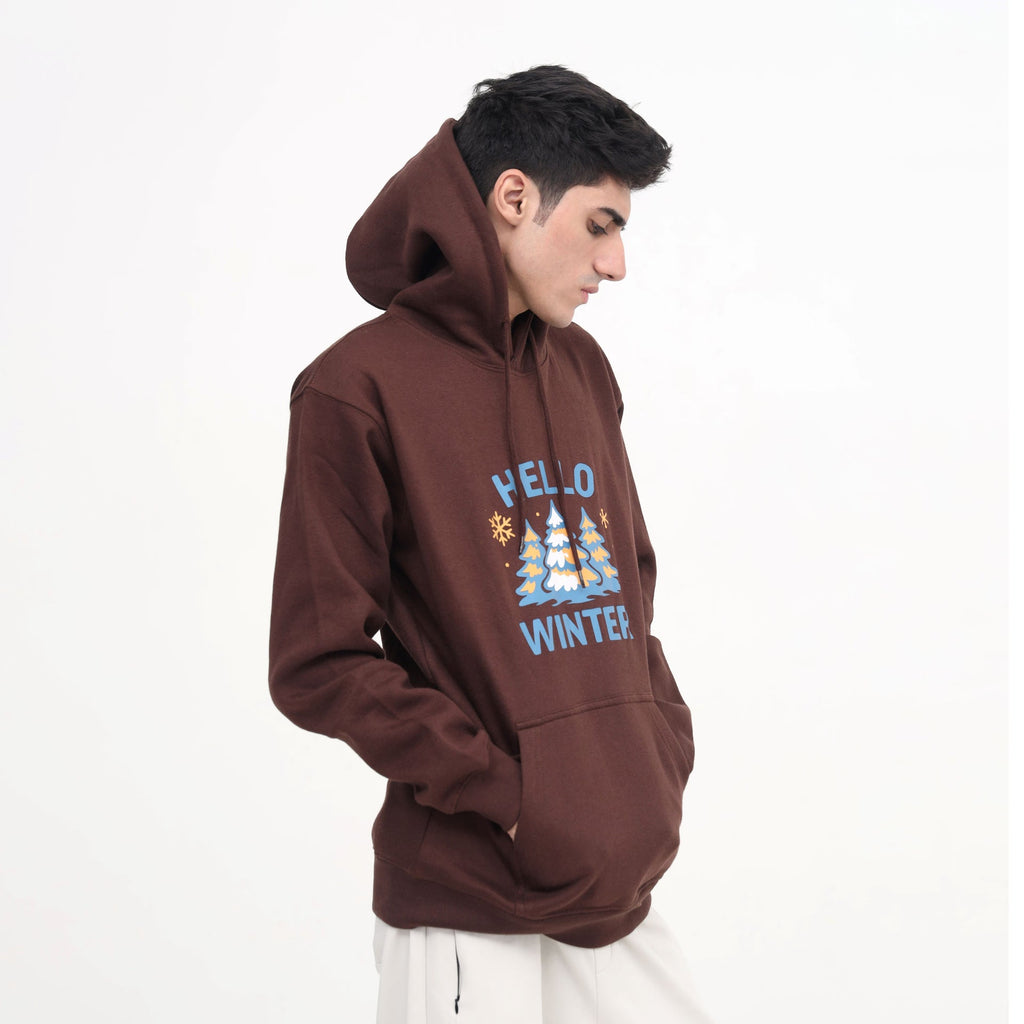 Men’s Brown Winter Hoodie – Hello Winter