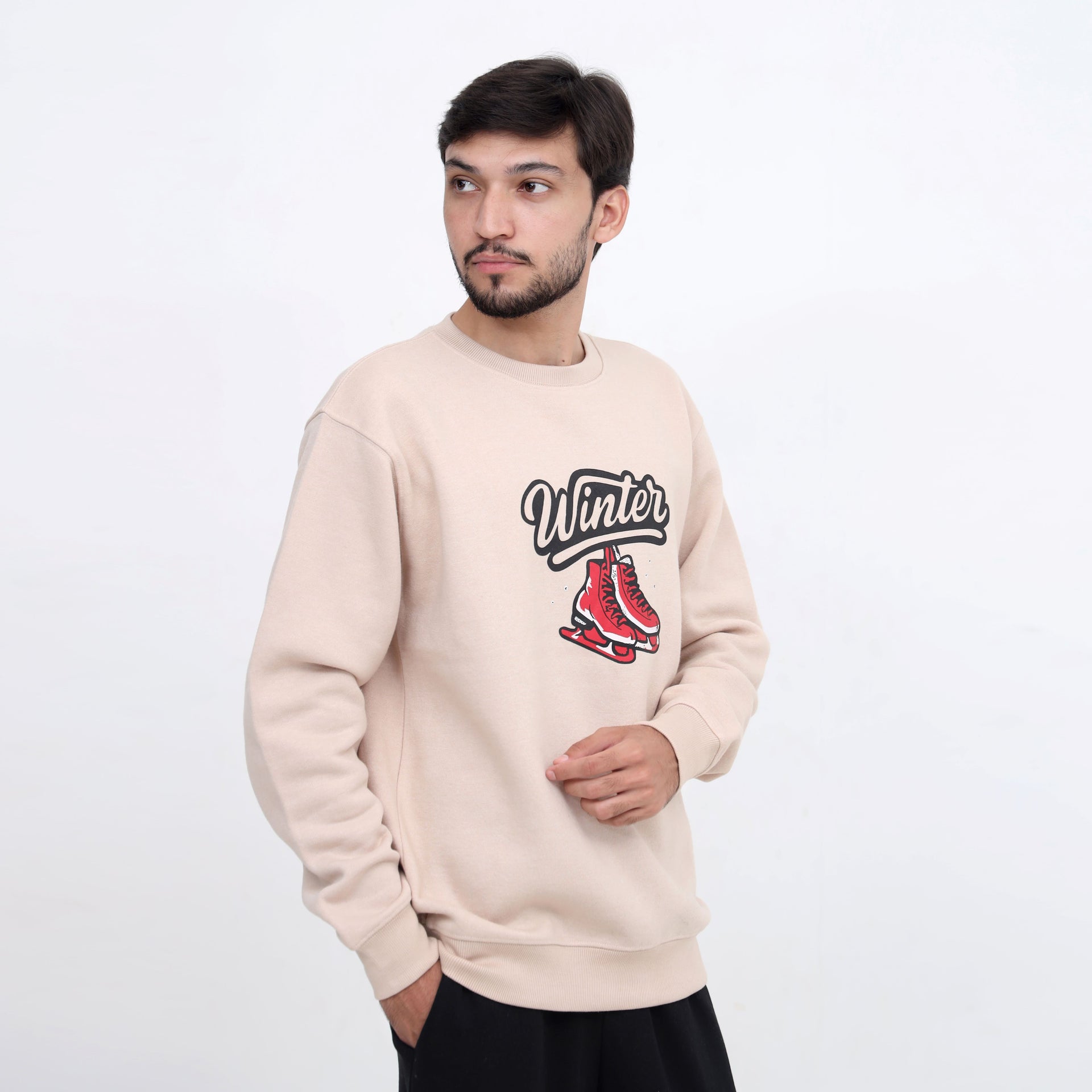 Pink Winter Graphic Men Sweatshirt