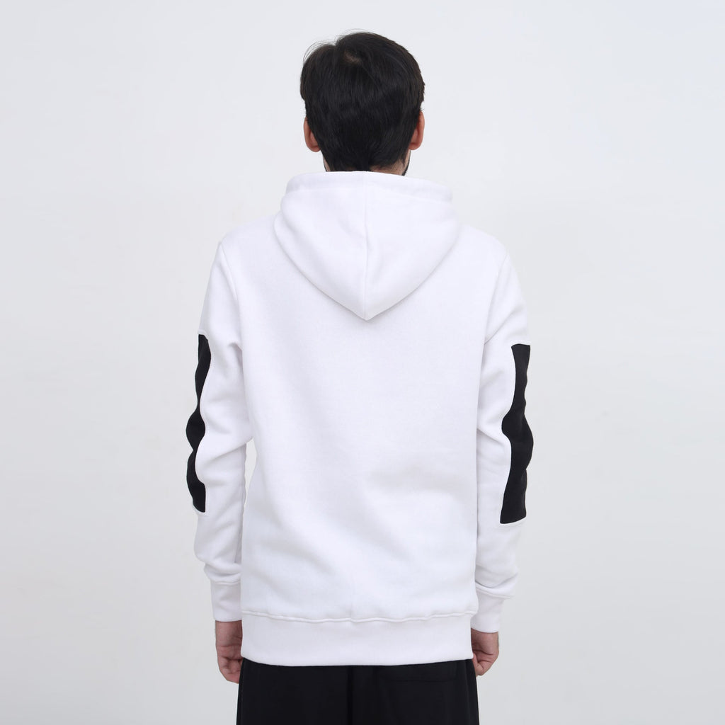 Men White Pattern Pullover Hoodie