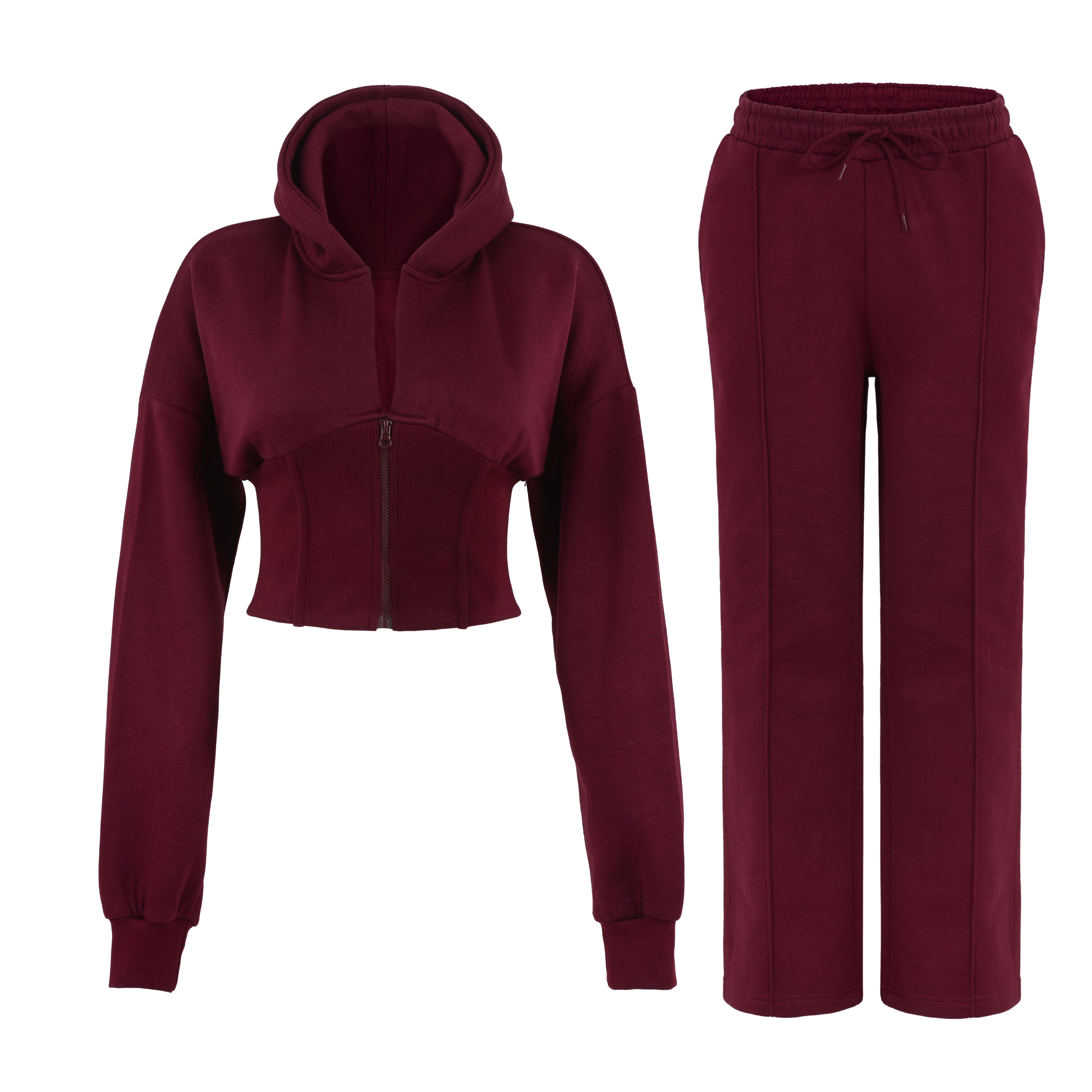 Women Corset Fit Hoodie and Trouser 2Pc Zip Tracksuit Set