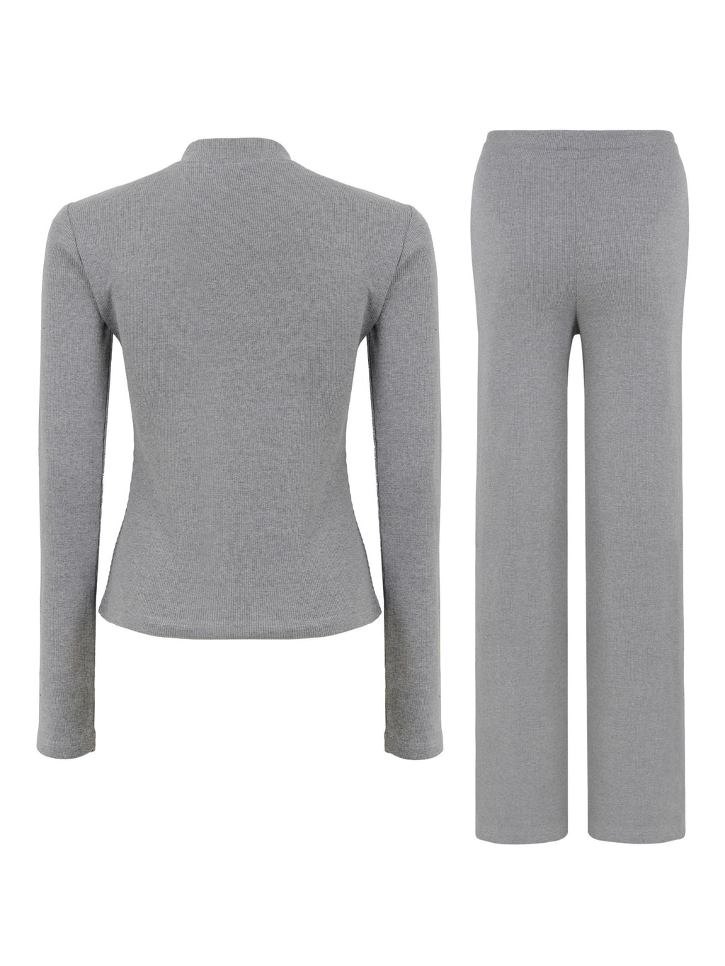 Rib Knit Cardigan & Pants Set - Cozy Ribbed Loungewear 2Pc Set with Button Front