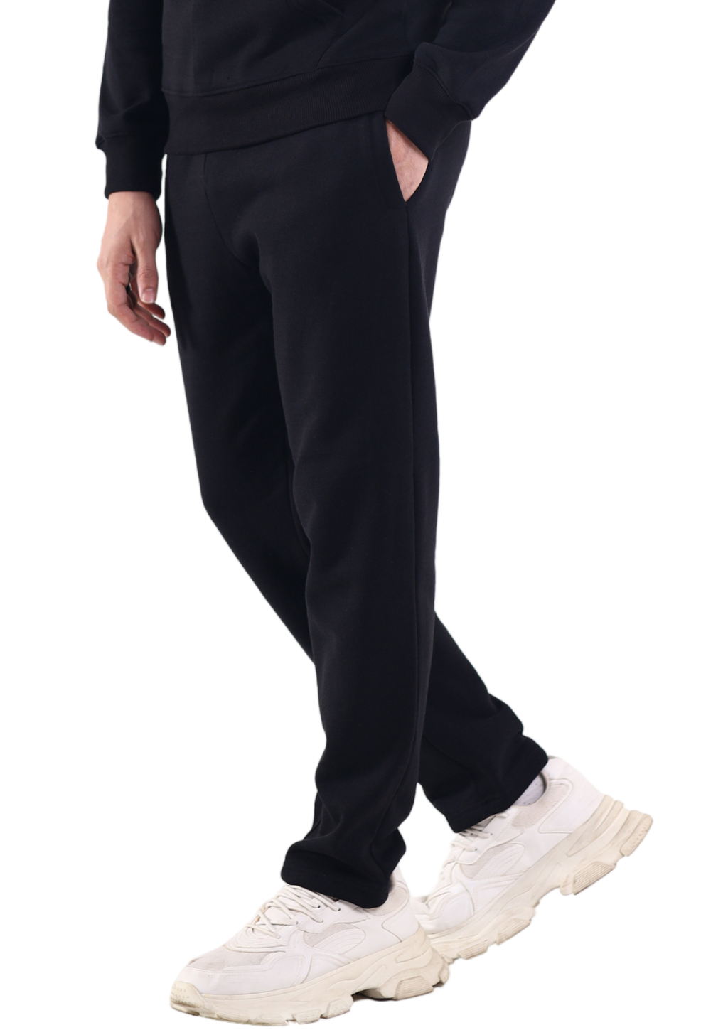 Men Open Hem Tracksuit Jogging Bottoms Fleece Sweatpants