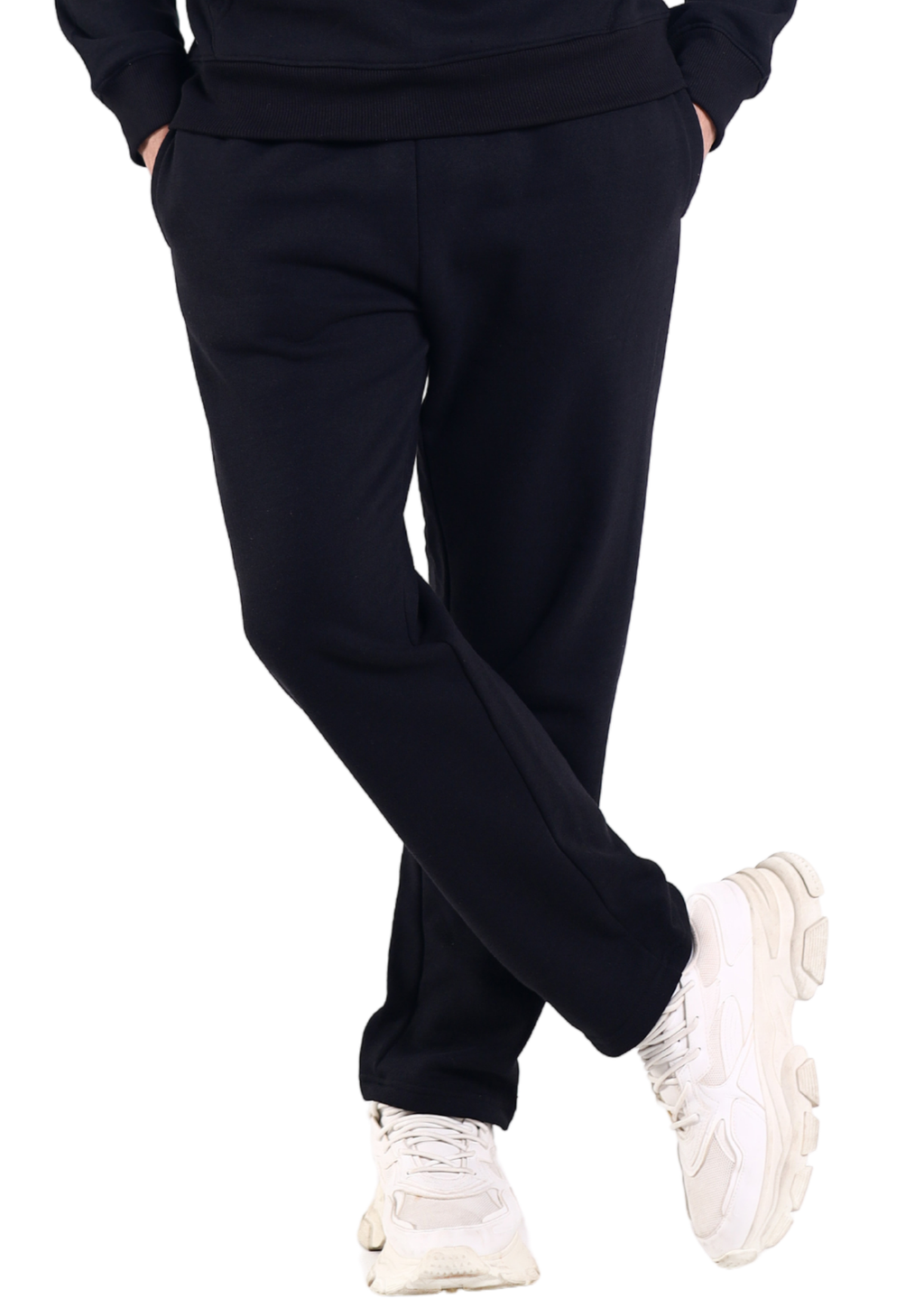 Men Open Hem Tracksuit Jogging Bottoms Fleece Sweatpants