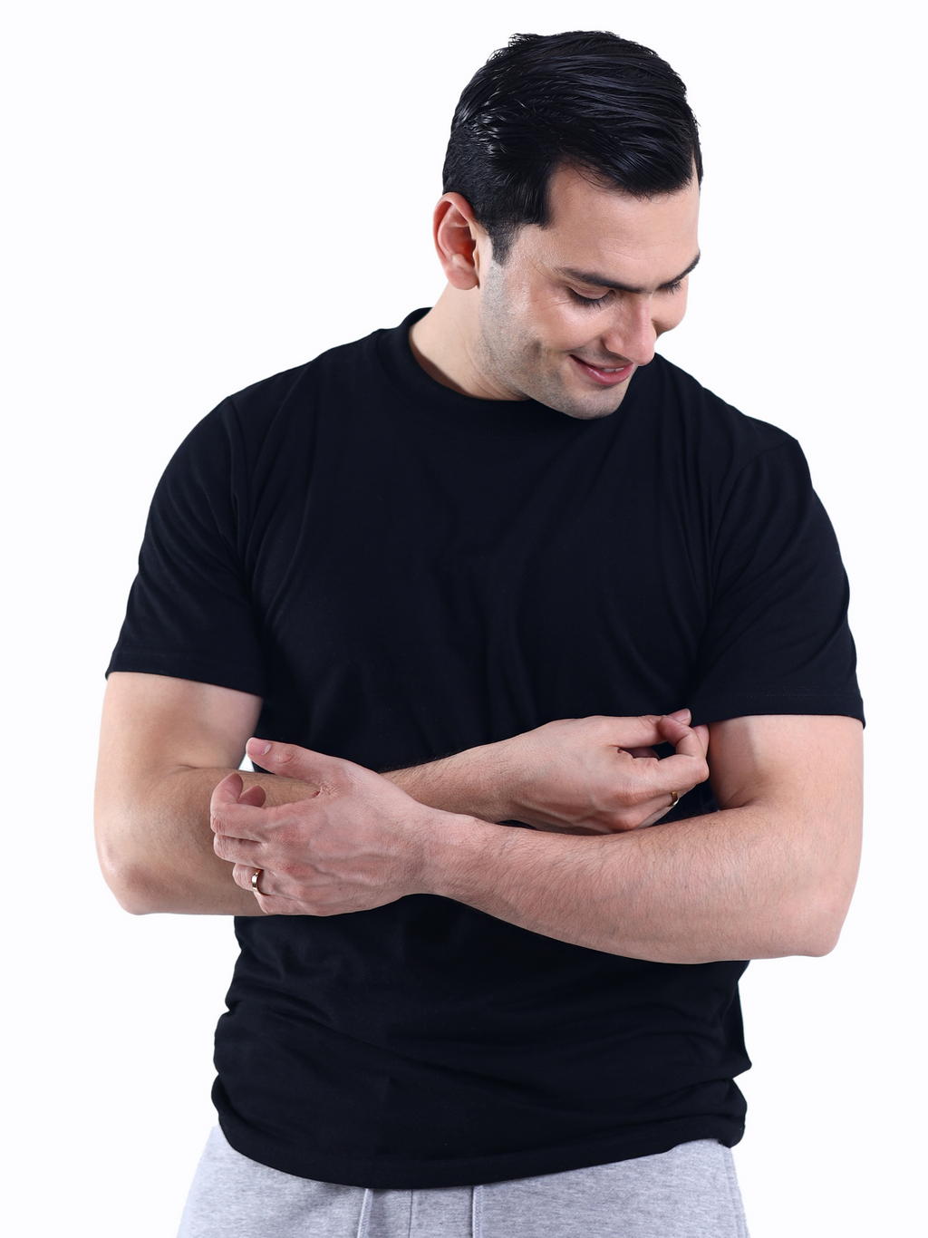 5-Pack Black Men Summer Cotton Shirt - Super Soft Plain Tees