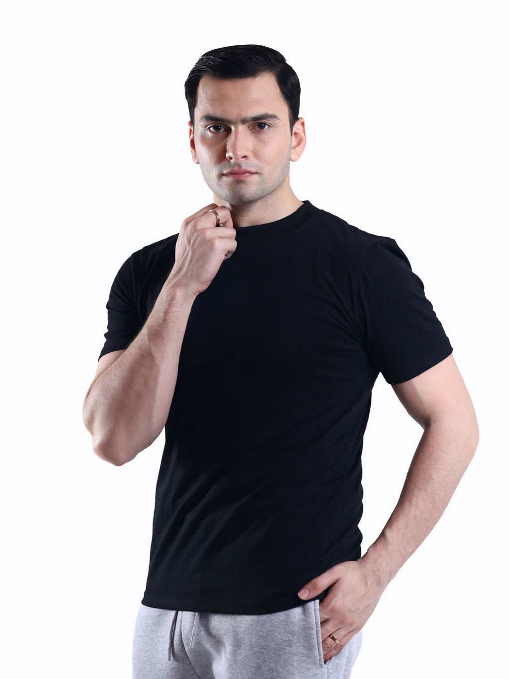 5-Pack Black Men Summer Cotton Shirt - Super Soft Plain Tees