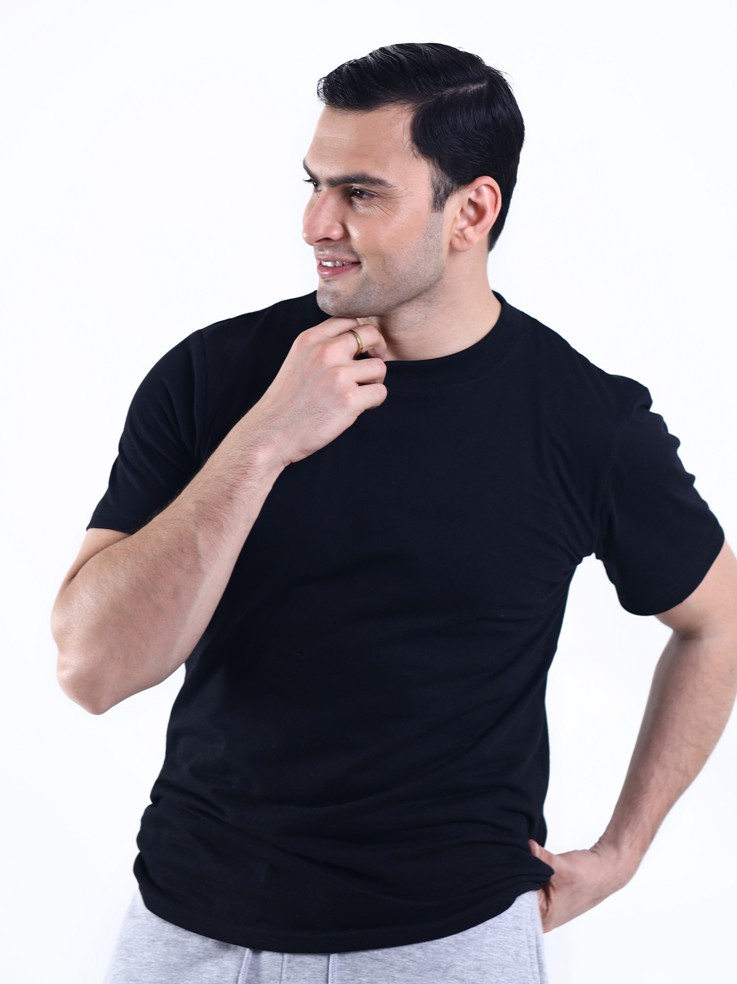 5-Pack Black Men Summer Cotton Shirt - Super Soft Plain Tees