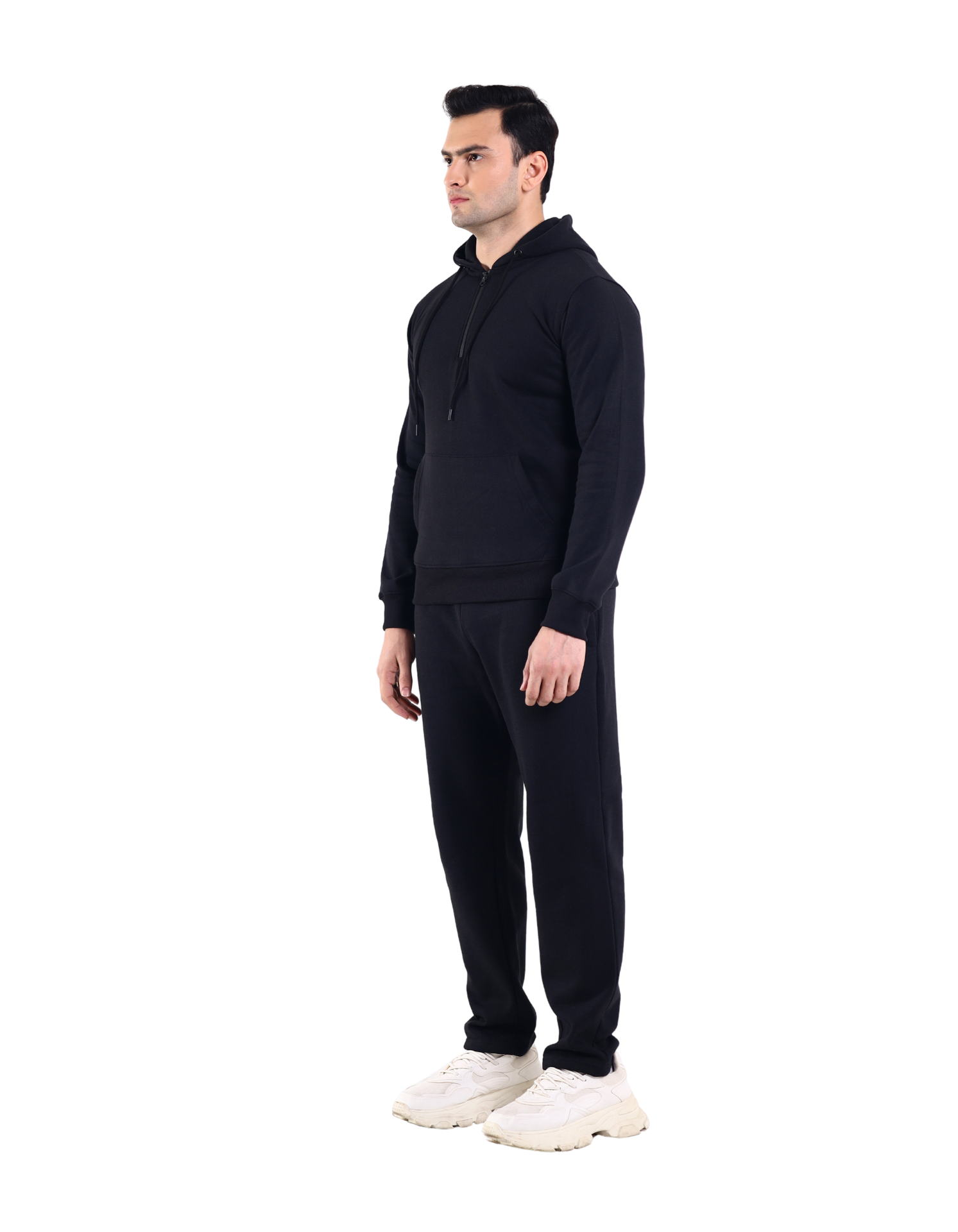 Mens Quarter Zip Pullover Fleece Sweatshirt Tracksuit With Drawstring jogggers