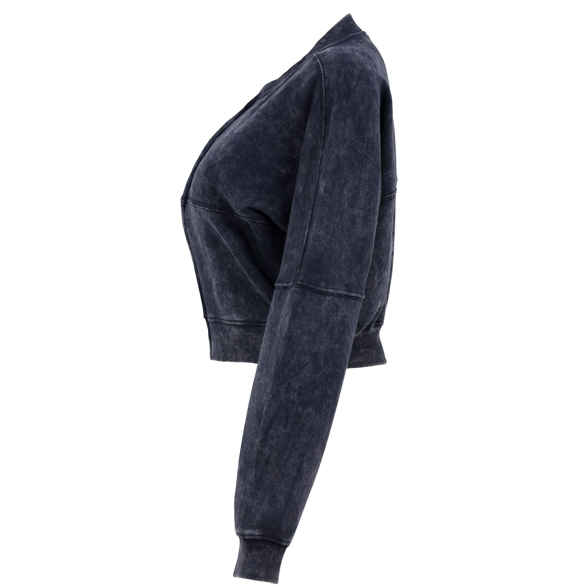 Women Acid Wash Crop Top Zip Tracksuit Straight Leg Joggers - Stylish Female Jacket