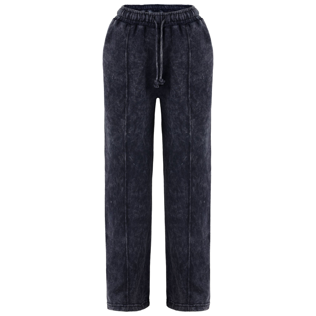 Women Acid Wash Crop Top Zip Tracksuit Straight Leg Joggers - Stylish Female Jacket