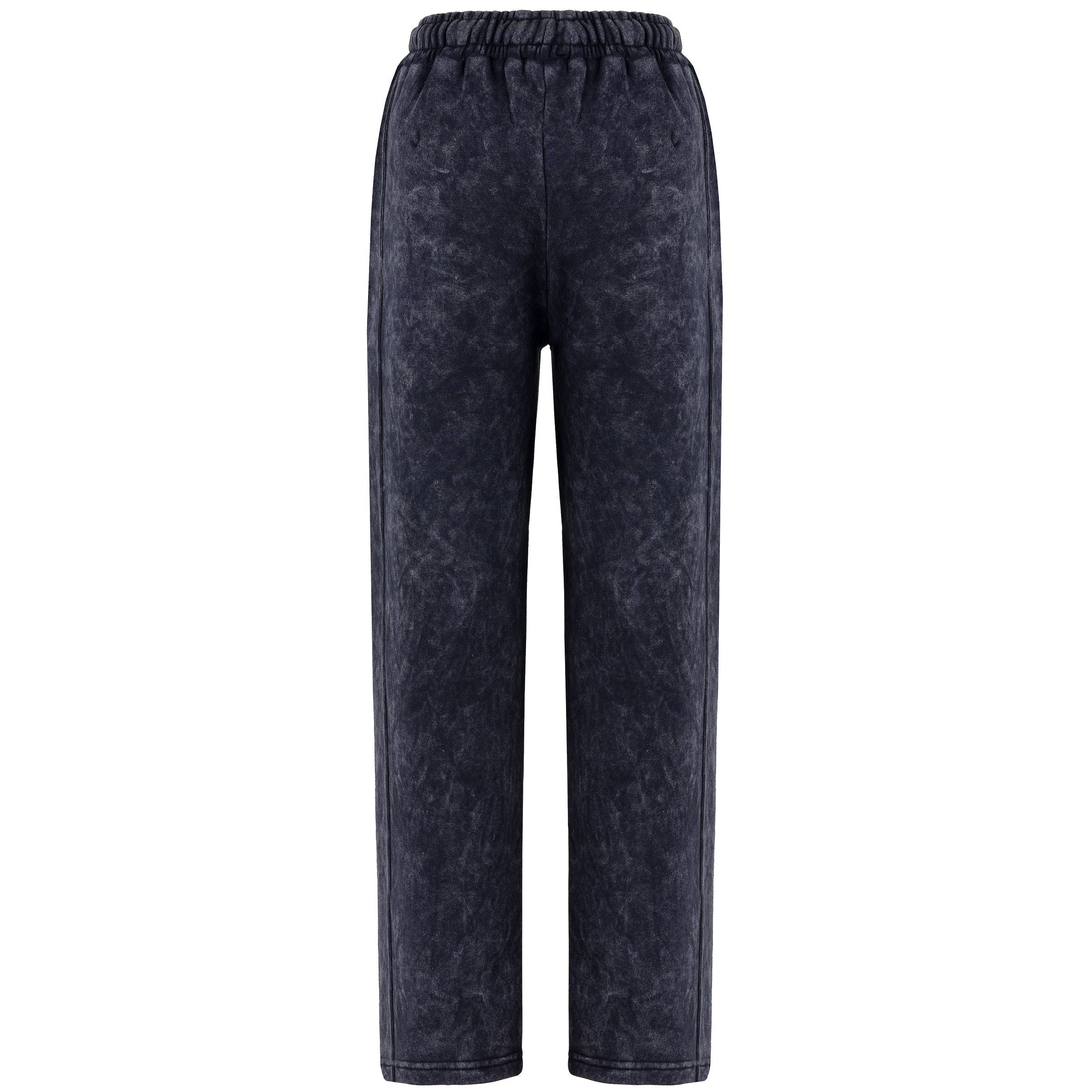 Women Acid Wash Crop Top Zip Tracksuit Straight Leg Joggers - Stylish Female Jacket