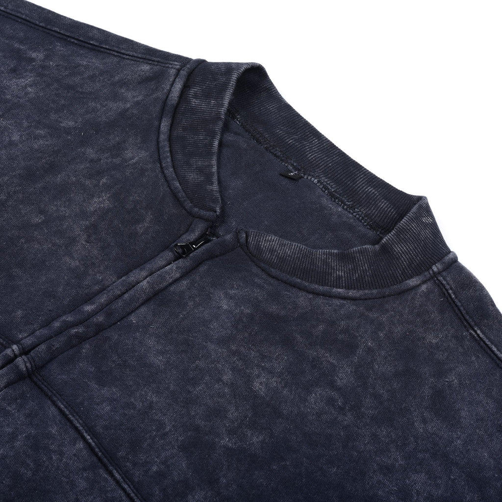 Women Acid Wash Crop Top Zip Tracksuit Straight Leg Joggers - Stylish Female Jacket